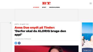
                            12. Anna Due snydt på Tinder: 'Derfor skal du ALDRIG bruge den app!' - BT