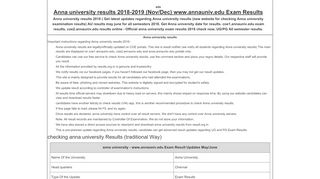 
                            9. Anna university results 2018-2019 (Nov/Dec) www.annauniv.edu ...