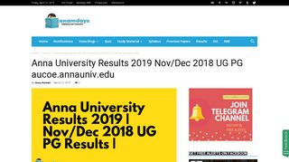 
                            11. Anna University Results 2019 Nov/Dec 2018 UG PG aucoe.annauniv ...