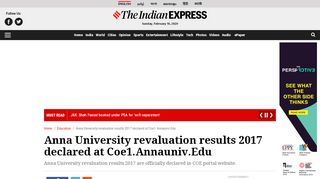 
                            6. Anna University revaluation results 2017 declared at Coe1.Annauniv ...