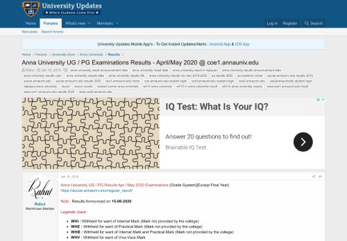 
                            6. Anna University : UG / PG Examinations Results - Nov/Dec 2018 ...