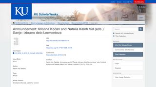 
                            11. Announcement: Kristina Kočan and Natalia Kaloh Vid (eds.): Sanje ...