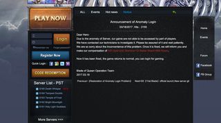 
                            3. Announcement of Anomaly Login - Blade of Queen.NA Notice ...