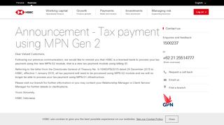 
                            12. Announcement Tax Payment using MPN Gen 2 | HSBC Indonesia