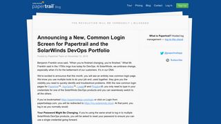 
                            8. Announcing a New, Common Login Screen for Papertrail and the ...