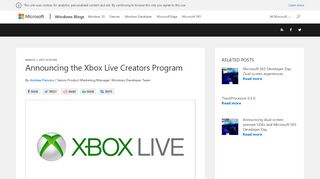
                            9. Announcing the Xbox Live Creators Program - Windows Developer Blog