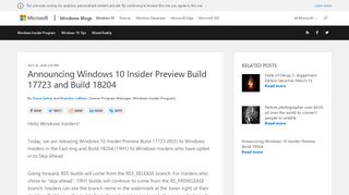 
                            5. Announcing Windows 10 Insider Preview Build 17723 and Build ...