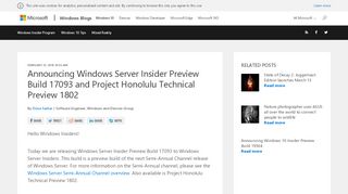 
                            13. Announcing Windows Server Insider Preview Build 17093 and Project ...