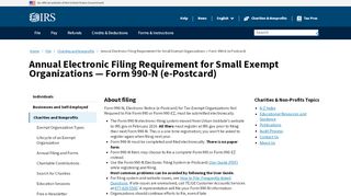 
                            2. Annual Electronic Filing Requirement for Small Exempt Organizations ...