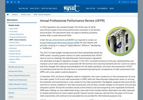 
                            12. Annual Professional Performance Review (APPR) - NYSUT