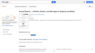
                            8. Annual Report ... of Births, Deaths, and Marriages in England and Wales