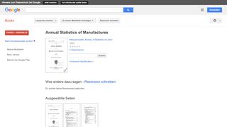 
                            7. Annual Statistics of Manufactures - Google Books-Ergebnisseite