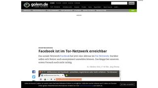 
                            12. Anonymisierung: Facebook ist im Tor-Netzwerk erreichbar - Golem.de