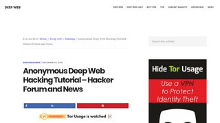 
                            10. Anonymous Deep Web Hacking Tutorial - Hacker Forum and News
