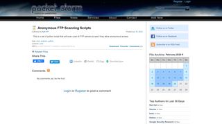 
                            7. Anonymous FTP Scanning Scripts ≈ Packet Storm