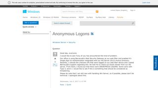 
                            2. Anonymous Logons - Microsoft