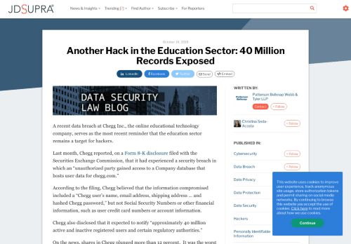 
                            1. Another Hack in the Education Sector: 40 Million Records Exposed ...