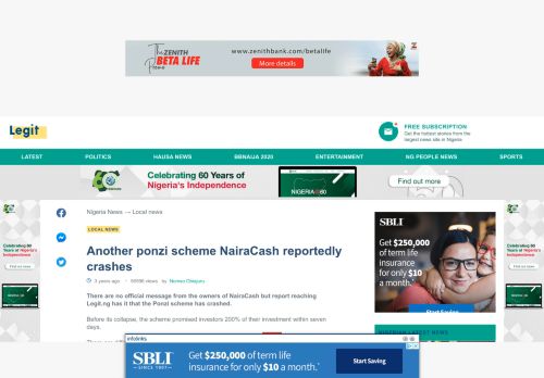
                            7. Another ponzi scheme NairaCash reportedly crashes ▷ Legit.ng