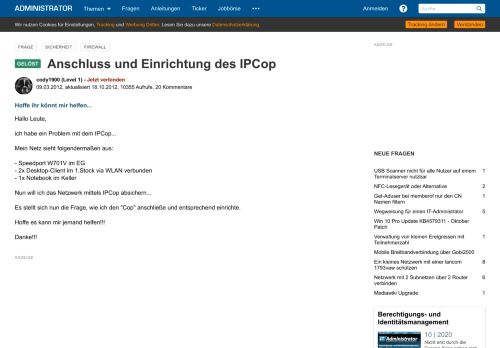 
                            11. Anschluss und Einrichtung des IPCop - Administrator