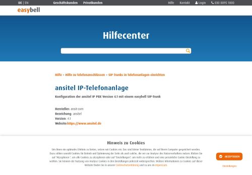 
                            13. ansitel IP-Telefonanlage - easybell hilft