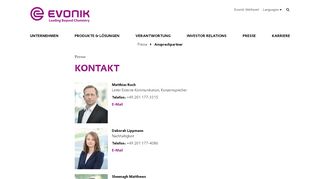 
                            5. Ansprechpartner Externe Kommunikation, Presse ... - Evonik Industries