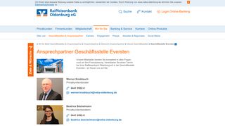 
                            7. Ansprechpartner Geschäftsstelle Eversten - Raiffeisenbank Oldenburg