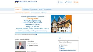 
                            7. Ansprechpartner und Öffnungszeiten - Raiffeisenbank Mittenwald eG