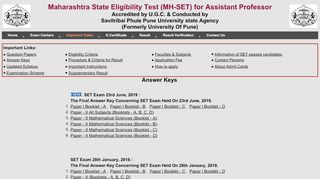
                            6. Answer Keys - For SET Exam - Pune University
