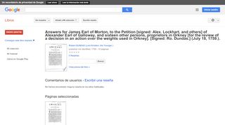 
                            10. Answers for James Earl of Morton, to the Petition [signed: Alex. ... - Resultado de la Búsqueda de libros de Google