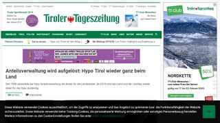 
                            9. Anteilsverwaltung wird aufgelöst: Hypo Tirol wieder ganz beim Land ...