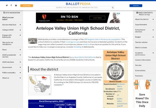 
                            10. Antelope Valley Union High School District, California - Ballotpedia
