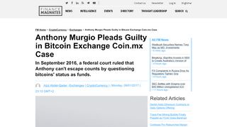 
                            13. Anthony Murgio Pleads Guilty in Bitcoin Exchange Coin.mx Case ...