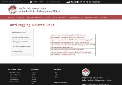 
                            11. Anti Ragging- Related Links - IIM Raipur