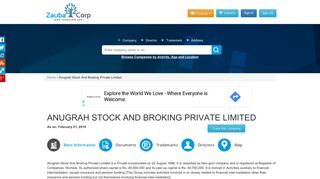 
                            3. ANUGRAH STOCK AND BROKING PRIVATE LIMITED - Company ...