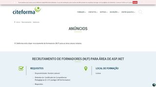 
                            10. Anúncios | Recrutamento | Citeforma – Centro de Formação