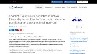 
                            4. anvianet.fi ja netikka.fi -sähköpostit siirtyvät Elisan ylläpitoon - Elisa tar ...