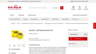 
                            7. Anwalt- und Notarverzeichnis, 2012 | beck-shop.de