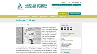 
                            4. Anxiety Won't Kill You | Anxiety and Depression Association of ...