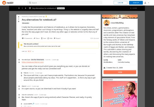 
                            10. Any alternatives for notebook.ai? : worldbuilding - Reddit