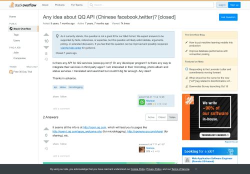 
                            8. Any idea about QQ API (Chinese facebook,twitter)? - Stack Overflow