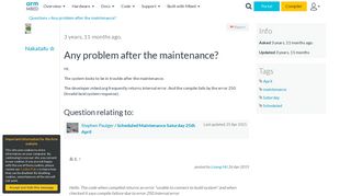 
                            8. Any problem after the maintenance? - Question | Mbed