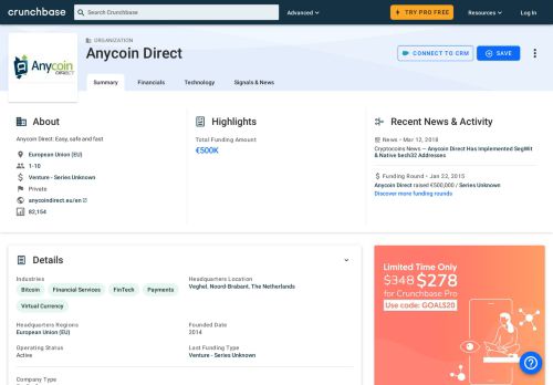 
                            8. Anycoin Direct | Crunchbase