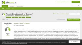 
                            13. Anycoin Direct expands to Germany! - Englisch / English - CoinForum.de