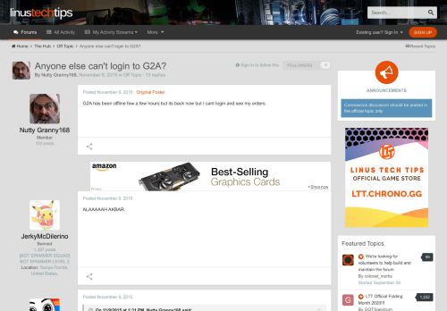 
                            6. Anyone else can't login to G2A? - Off Topic - Linus Tech Tips