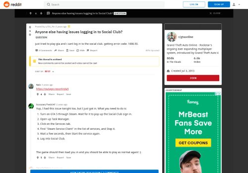 
                            10. Anyone else having issues logging in to Social Club? : gtaonline ...