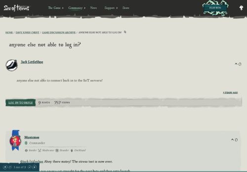 
                            2. anyone else not able to log in? | Sea of Thieves Forum