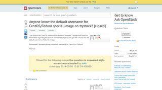 
                            5. Anyone know the default username for CentOS/Fedora special image ...