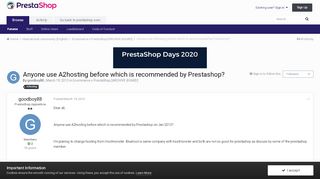 
                            9. Anyone use A2hosting before which is recommended by Prestashop ...