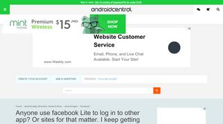 
                            11. Anyone use facebook Lite to log in to other app? Or sites for that ...