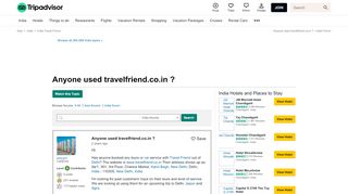 
                            10. Anyone used travelfriend.co.in ? - India Forum - TripAdvisor